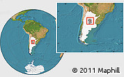 Satellite Location Map of Rio Segundo, highlighted country, highlighted parent region, within the entire country