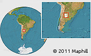Satellite Location Map of Rio Segundo, highlighted parent region, within the entire country