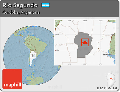 Savanna Style Location Map of Rio Segundo, highlighted country, highlighted parent region, hill shading