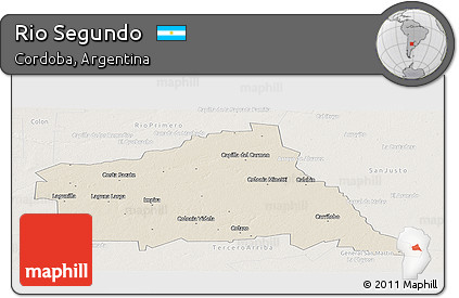 Shaded Relief Panoramic Map of Rio Segundo, lighten