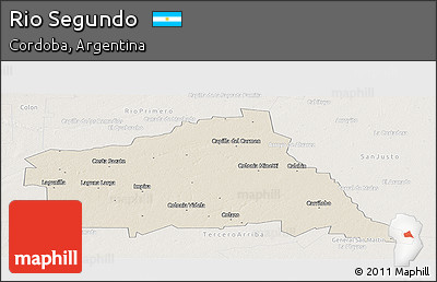 Shaded Relief Panoramic Map of Rio Segundo, lighten