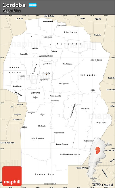 Classic Style Simple Map of Cordoba