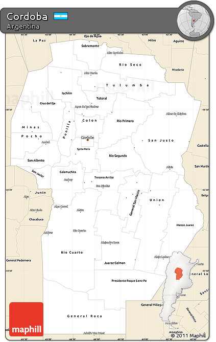 Classic Style Simple Map of Cordoba
