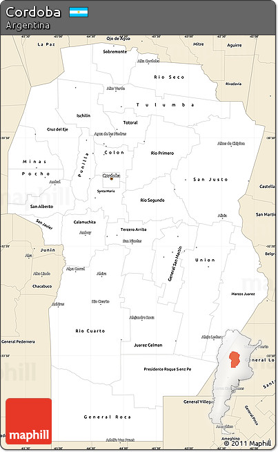 Classic Style Simple Map of Cordoba