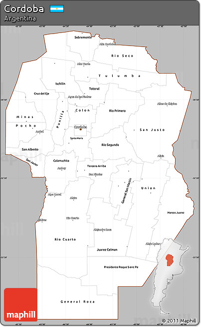 Gray Simple Map of Cordoba, cropped outside