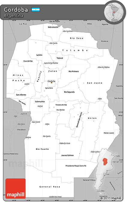 Gray Simple Map of Cordoba