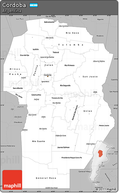Gray Simple Map of Cordoba