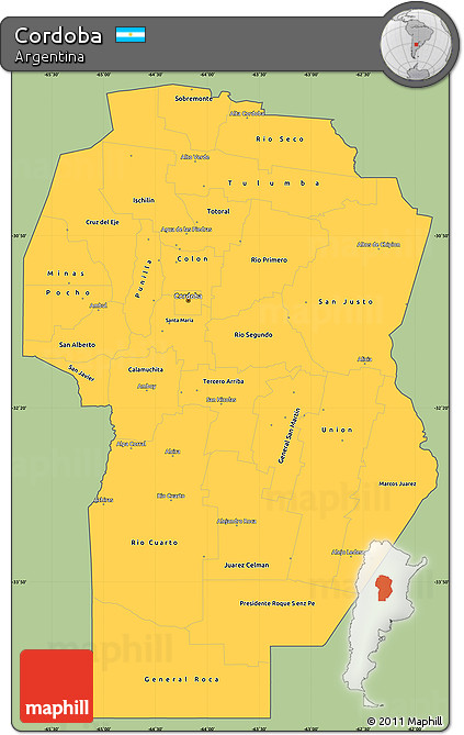 Savanna Style Simple Map of Cordoba, cropped outside