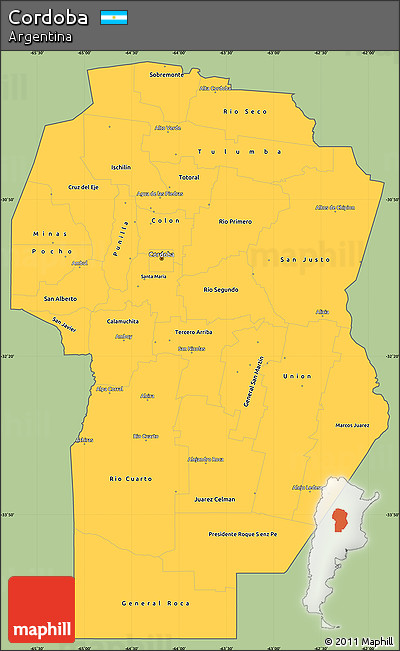 Savanna Style Simple Map of Cordoba, cropped outside