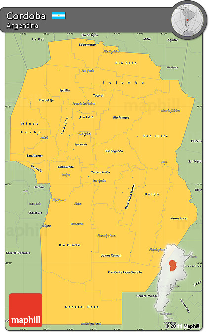Savanna Style Simple Map of Cordoba