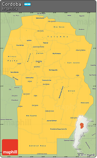 Savanna Style Simple Map of Cordoba
