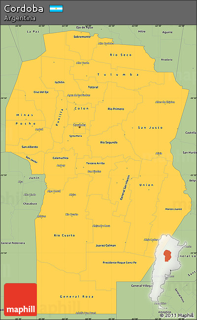 Savanna Style Simple Map of Cordoba
