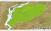 Physical Panoramic Map of Goya, satellite outside