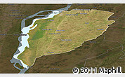 Satellite Panoramic Map of Goya, darken
