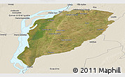 Satellite Panoramic Map of Goya, shaded relief outside
