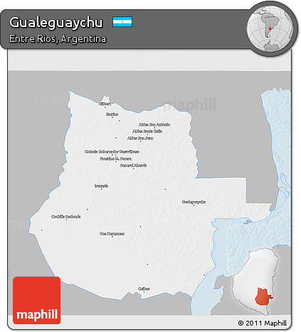 Gray 3D Map of Gualeguaychu, single color outside