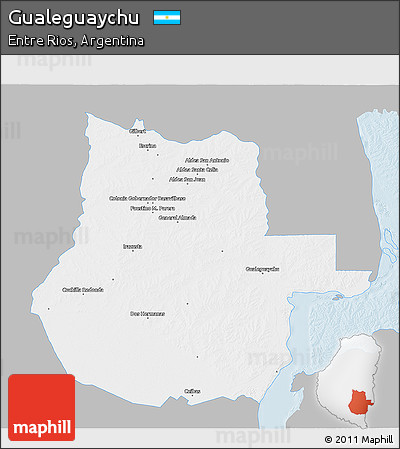 Gray 3D Map of Gualeguaychu, single color outside