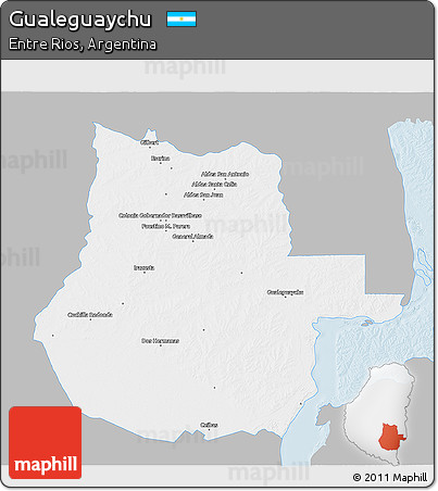 Gray 3D Map of Gualeguaychu, single color outside