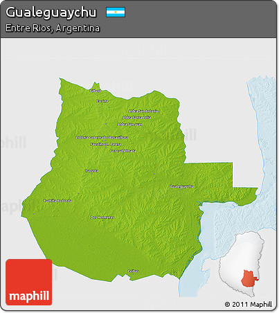 Physical 3D Map of Gualeguaychu, single color outside