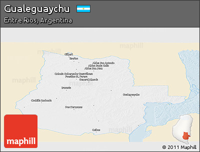 Classic Style Panoramic Map of Gualeguaychu, single color outside