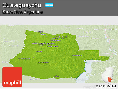 Physical Panoramic Map of Gualeguaychu, lighten