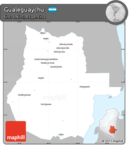Gray Simple Map of Gualeguaychu, single color outside