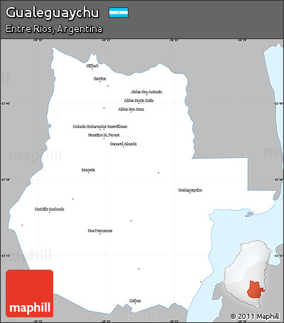 Gray Simple Map of Gualeguaychu, single color outside