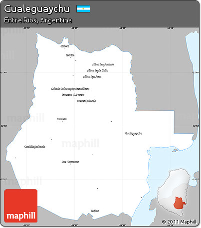 Gray Simple Map of Gualeguaychu, single color outside