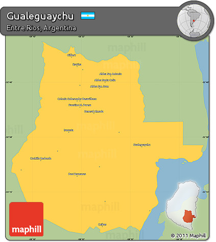 Savanna Style Simple Map of Gualeguaychu, single color outside