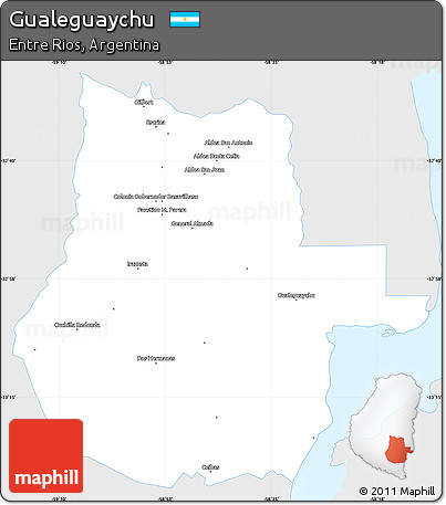 Silver Style Simple Map of Gualeguaychu, single color outside