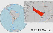 Gray Location Map of Formosa, hill shading
