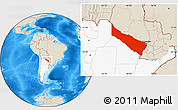 Shaded Relief Location Map of Formosa, highlighted country