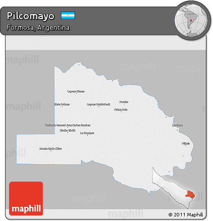 Gray 3D Map of Pilcomayo, single color outside