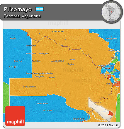 Political 3D Map of Pilcomayo