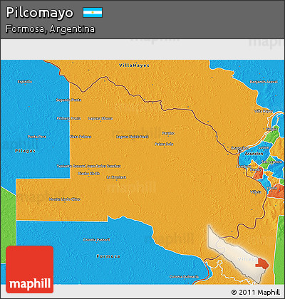 Political 3D Map of Pilcomayo