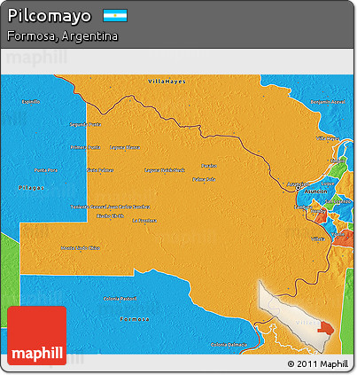 Political 3D Map of Pilcomayo