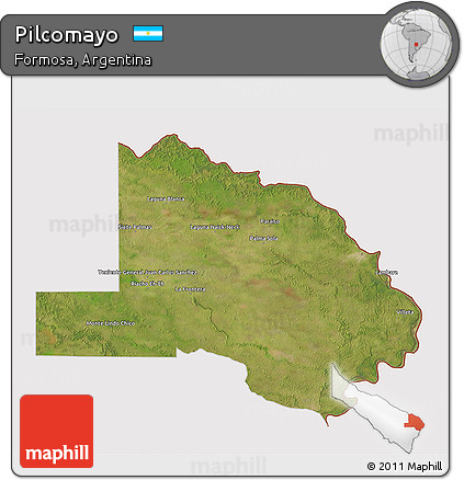 Satellite 3D Map of Pilcomayo, cropped outside