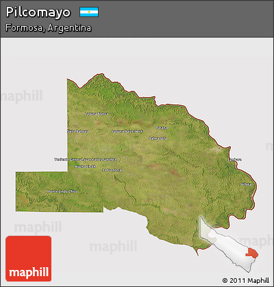 Satellite 3D Map of Pilcomayo, cropped outside