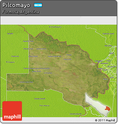 Satellite 3D Map of Pilcomayo, physical outside