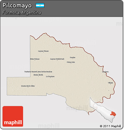 Shaded Relief 3D Map of Pilcomayo, cropped outside