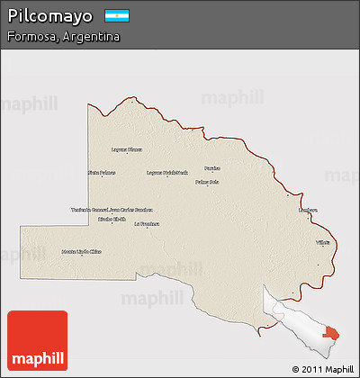 Shaded Relief 3D Map of Pilcomayo, cropped outside