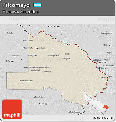 Shaded Relief 3D Map of Pilcomayo, desaturated