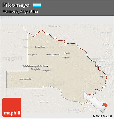 Shaded Relief 3D Map of Pilcomayo, lighten