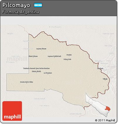 Shaded Relief 3D Map of Pilcomayo, lighten