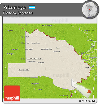 Shaded Relief 3D Map of Pilcomayo, physical outside