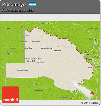 Shaded Relief 3D Map of Pilcomayo, physical outside