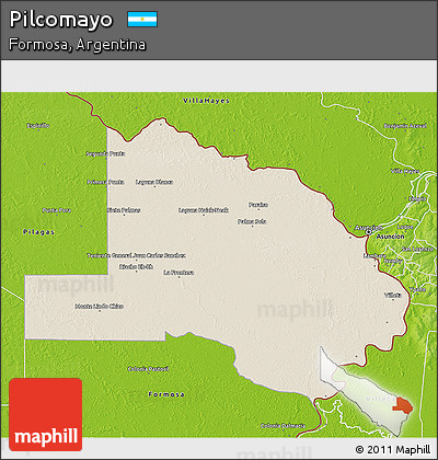Shaded Relief 3D Map of Pilcomayo, physical outside