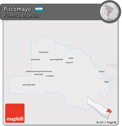 Silver Style 3D Map of Pilcomayo, single color outside