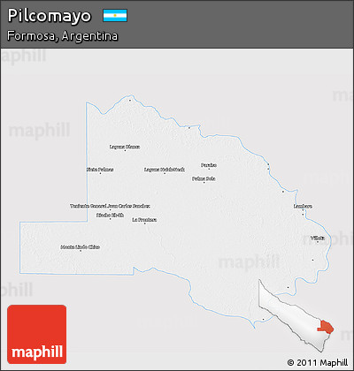 Silver Style 3D Map of Pilcomayo, single color outside
