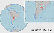 Gray Location Map of Pilcomayo, within the entire country, hill shading